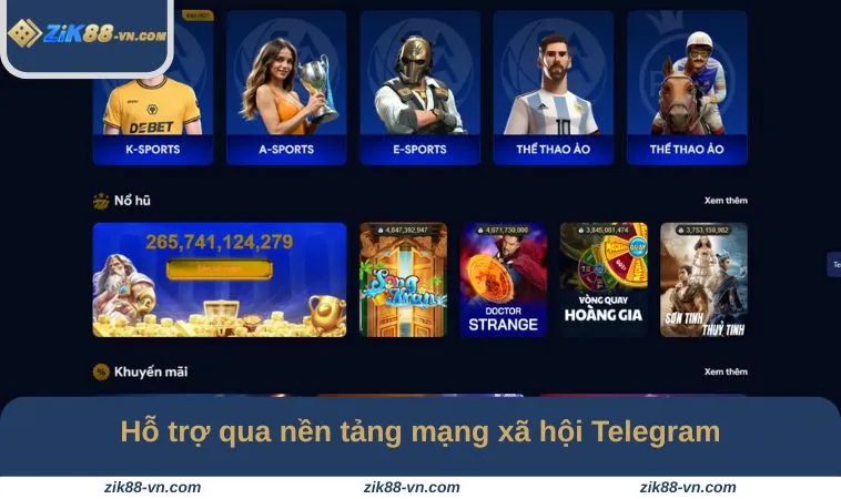 Hỗ trợ qua nền tảng mạng xã hội Telegram